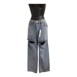 Crystal rhinestone embellished cutout front stretch taylor swift jeans size 7/28